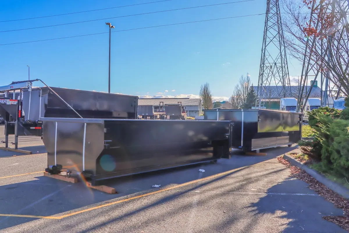 Roll-off dumpster ready for waste disposal at job site for 4 Yard Dumpster Rental in Algonquin